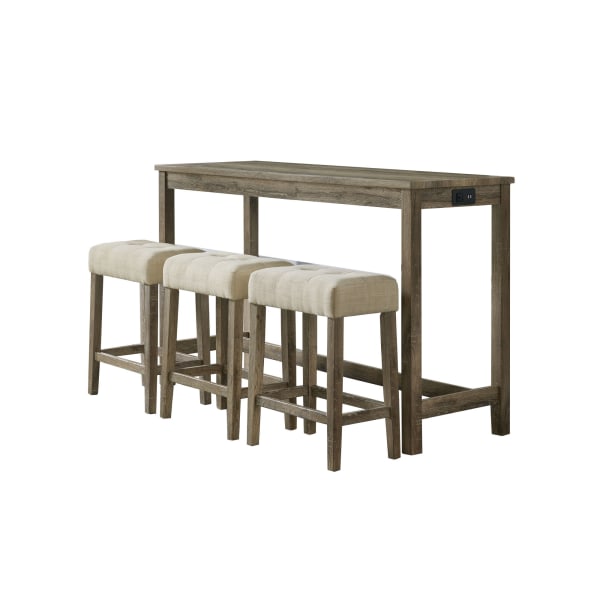 Oak Lawn - Bar Table Single Pack (Table + Three Stools) - Natural Finish