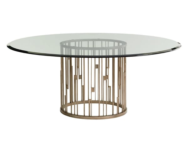 Shadow Play - Rendezvous Round Metal Dining Table With 72" Glass Top - Light Brown