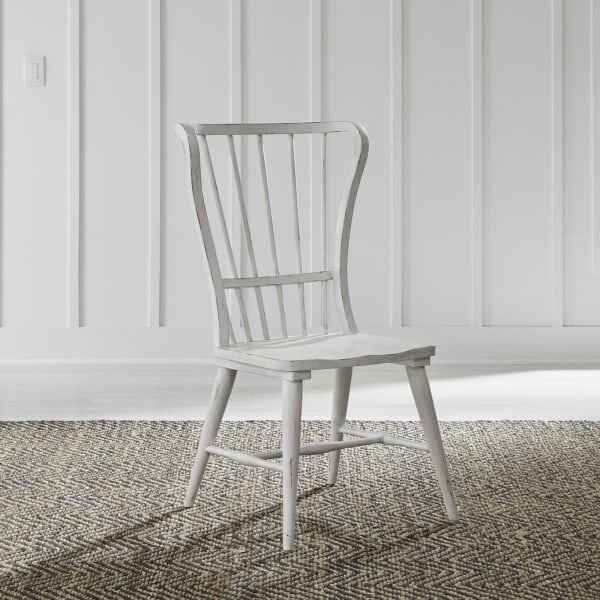 River Place - Windsor Back Side Dining Chair - Riverstone White & Tobacco