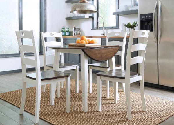 Woodanville - Cream / Brown - 5 Pc. - Drop Leaf Table, 4 Side Chairs