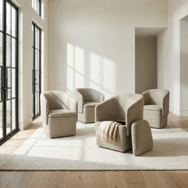 Accent Dining - Accent Dining Chair With Casters (Set of 4) - Sand