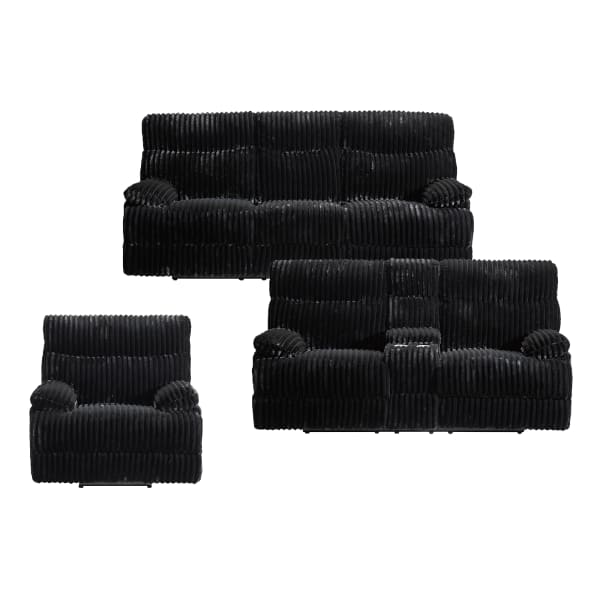 Admiral - 3 Piece Living Room Set (Sofa, Loveseat & Recliner) - Black