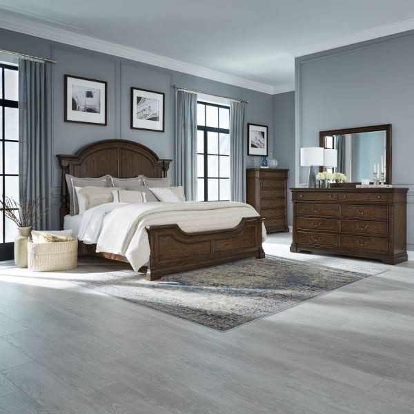 Arden Road - 4 Piece Bedroom Set (California King Poster Bed, Dresser & Mirror, Chest) - Cherry