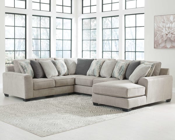 Ardsley - Pewter - Right Arm Facing Corner Chaise with Loveseat 4 Pc Sectional