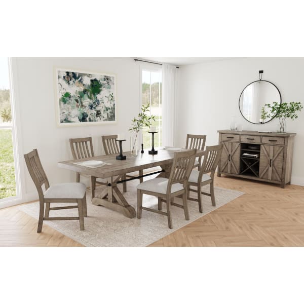 Yellowstone - 7 Piece Standard Height Dining Set (Table And Six Chairs) - Medium Brown