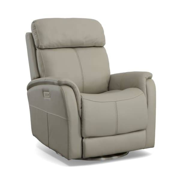 View - Power Swivel Recliner With Power Headrest - Dove
