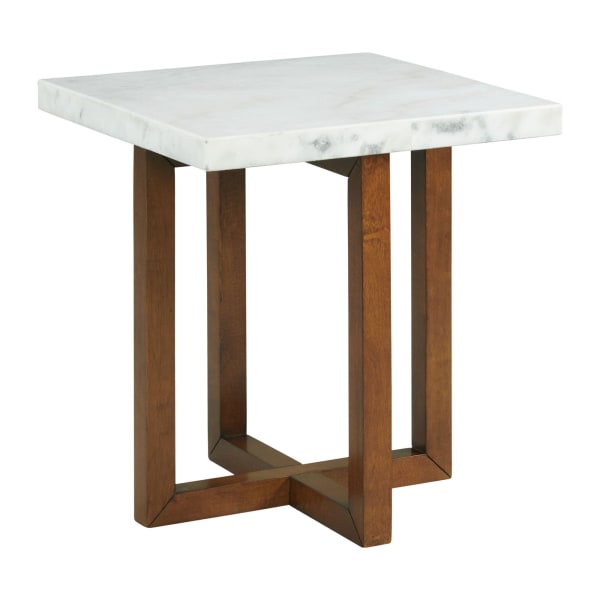 Morris - Marble Square End Table - White