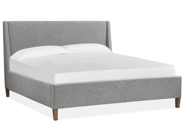 Lindon - Complete King Gray Upholstered Island Bed - Belgian Wheat