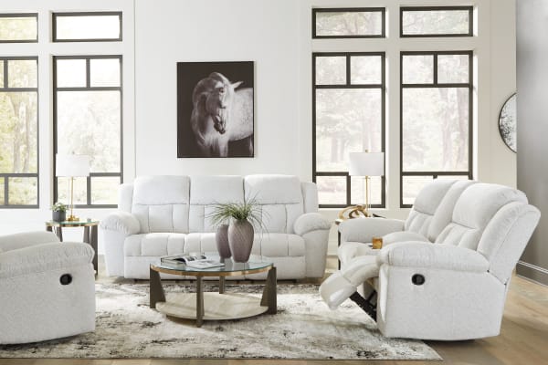 Frohn - Snow - 3 Pc. - Reclining Sofa, Reclining Loveseat With Console, Rocker Recliner