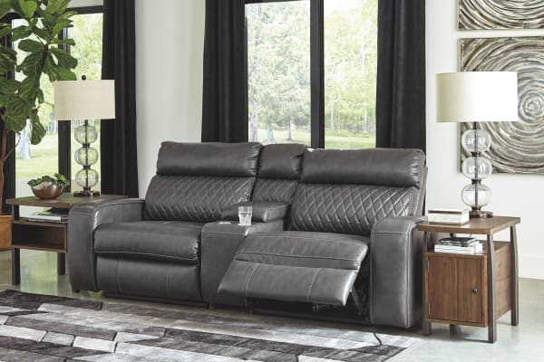 Samperstone - Gray - Right Arm Facing Power Recliner 3 Pc Sectional
