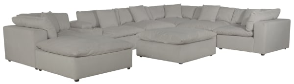 Posh - 9 Piece Modular Sectional With 3 Armless, 3 Corners, 2 Cocktail Ottoman, 1 Console - Dove
