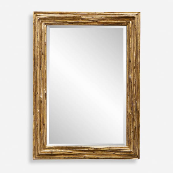 Overlap - Teak Wood Mirror - Light Brown