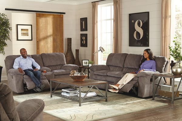 Reyes - Lay Flat Reclining Console Loveseat With Storage & Cupholders - Graphite - 41'