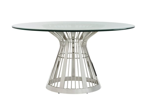 Ariana - Riviera Stainless Dining Table With 60 Inch Glass Top