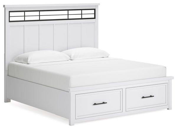 Ashbryn - White / Natural - King Panel Storage Bed