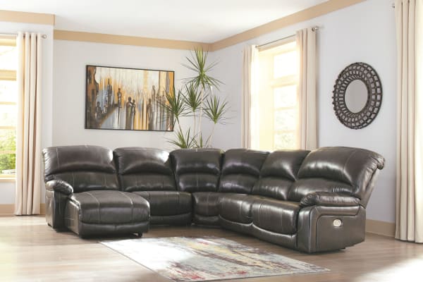 Hallstrung - Gray - Left Arm Facing Power Chaise 5 Pc Sectional
