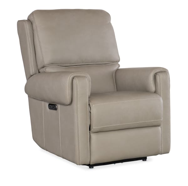 Somers - Power Recliner With Power Headrest - Pearl Silver