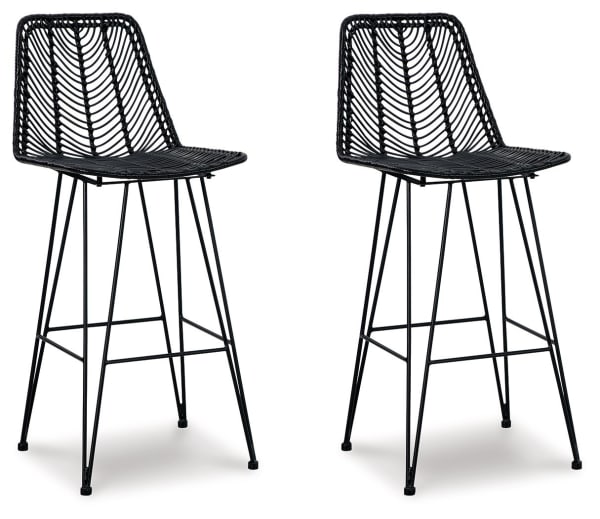 Angentree - Black - Tall Uph Barstool (Set of 2)