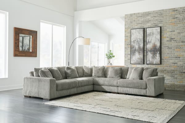 Lindyn - Fog - Corner Chairs 5 Pc Sectional
