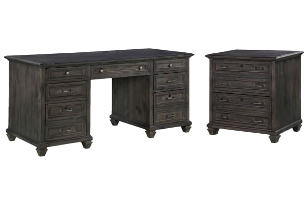 Sutton Place - Executive Desk With Lateral File - Weathered Charcoal