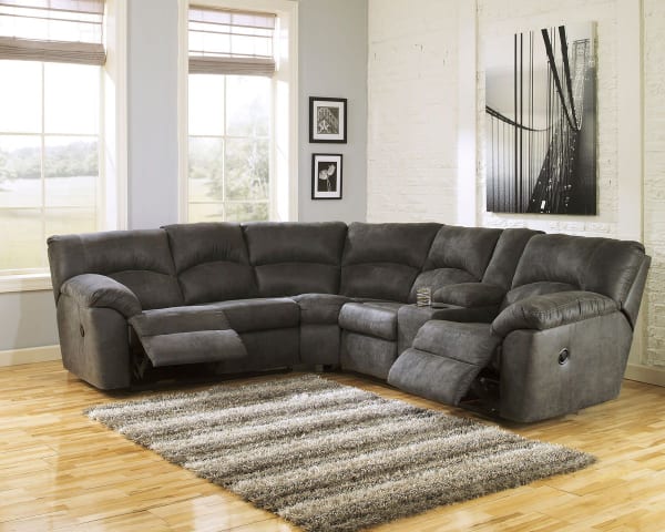 Tambo - Pewter - Right Arm Facing Loveseat with Console 2 Pc Sectional