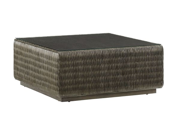 Cypress Point - Seawatch Woven Cocktail Table Tempered Glass Top - Dark Brown
