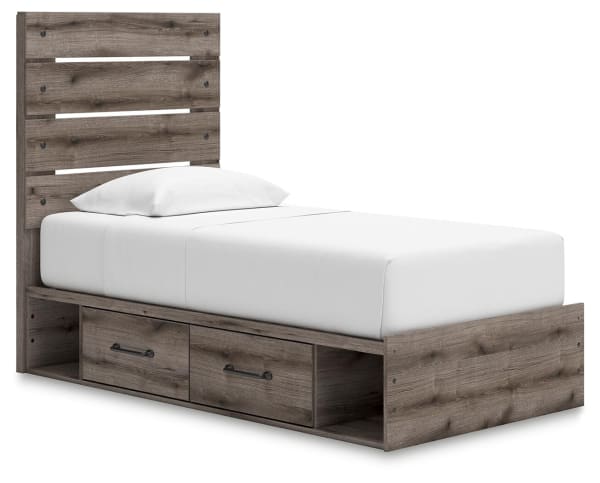 Graystorm - Twin Panel Bed With Storage - Brown Gray