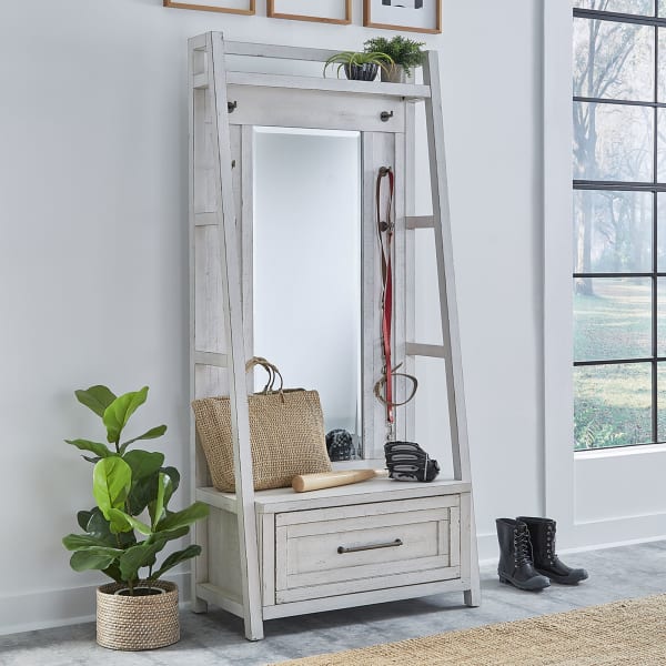 Modern Farmhouse - 2 Piece Hall Tree Set - White