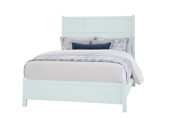 Tide & Timber - King - Fretwork Panel Bed - Blue Maple