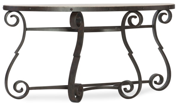 Luckenbach Metal and Stone Demilune Console
