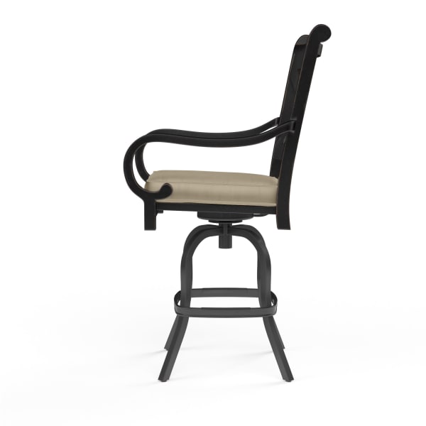 Monterey - Counter Stool, With Self Welt - Linen Stone / Black