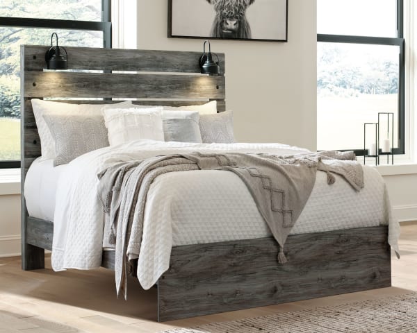 Baystorm - Gray - Queen Panel Bed - Footboard Slat
