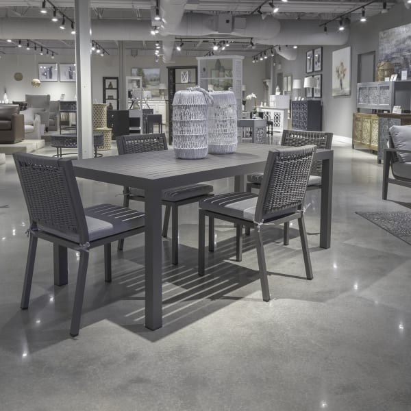Plantation Key - 5 Piece Outdoor Rectangular Dining Set - Gray