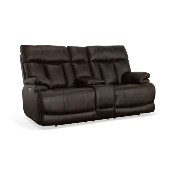 Clive - Power Reclining Loveseat with Console & Power Headrests & Lumbar - Dark Brown