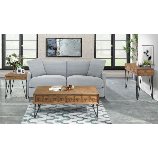 Boone - 3 Piece Occasional Table Set, Coffee Table, End Table & Sofa Table - Light Walnut