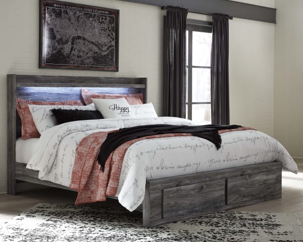 Baystorm - Gray - King Panel Bed With 2 Storage Drawers