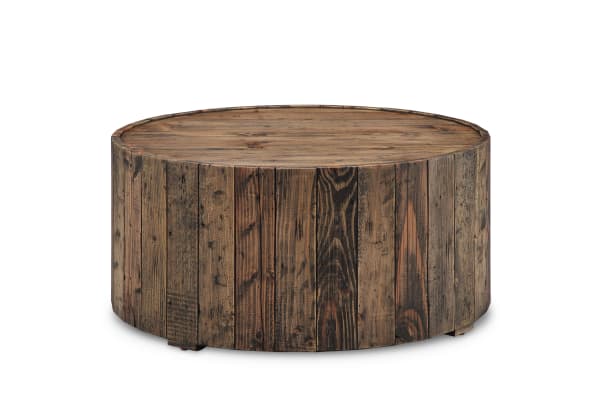 Dakota - Round Cocktail Table (With Casters) - Rustic Pine