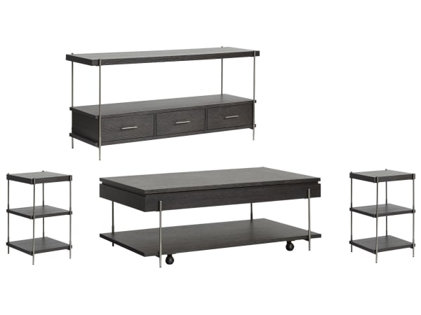 Spencer - Lift Top Storage Cocktail Table With 2 Accent Tables And Sofa Table - Dark Briarsmoke