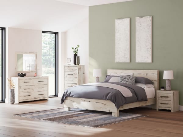 Lawroy - Light Natural - 7 Pc. - Dresser, Mirror, King Panel Bed, 2 Nightstands