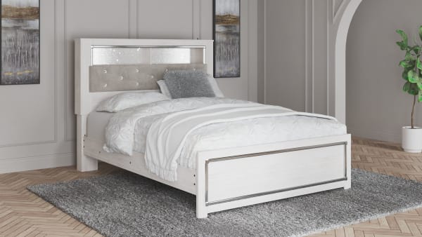 Altyra - White - Queen Panel Bookcase Bed