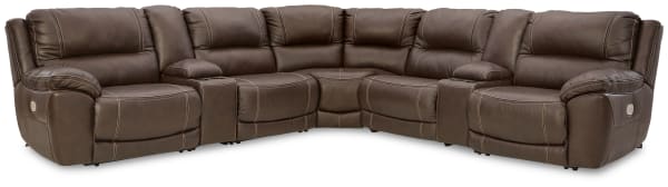 Dunleith - Chocolate - 7-Piece Power Reclining Sectional With 2 Storage Consoles