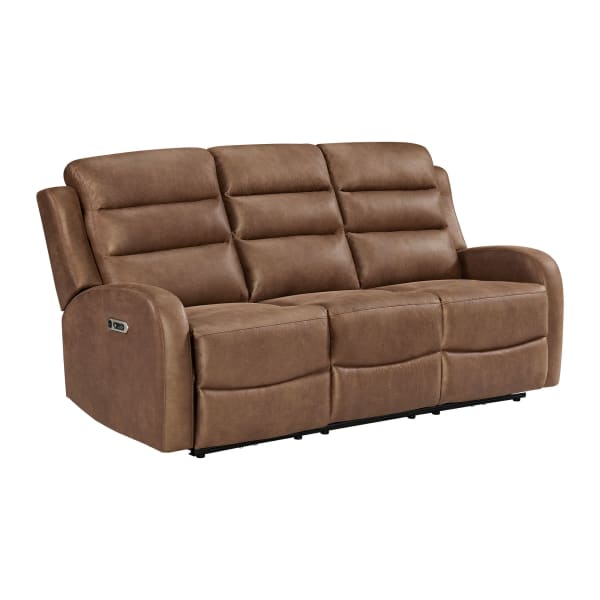 Avanti - PU Power Motion Sofa With Power Motion Head Recliner - Whiskers Brown
