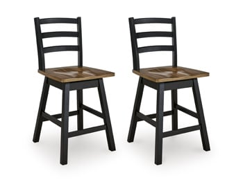 Wildenauer - Swivel Stool (Set of 2) - Brown / Black