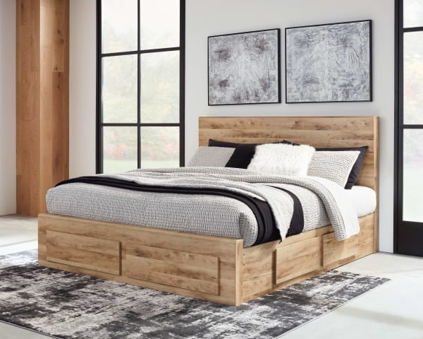 Hyanna - Tan - Queen Panel Bed With 4 Storage Drawers