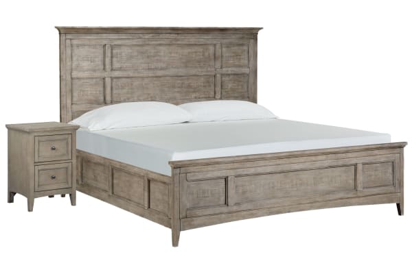 Paxton Place - Queen Panel Bed With Small Nightstand - Dovetail Gray