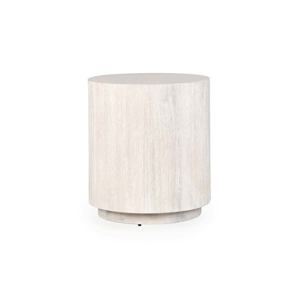 Layne - Round End Table - White Wash
