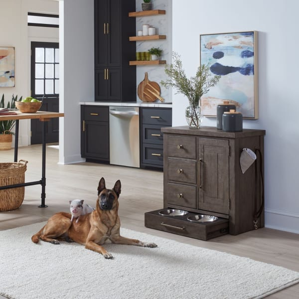 Modern Farmhouse - Pet Feeder - Dark Gray