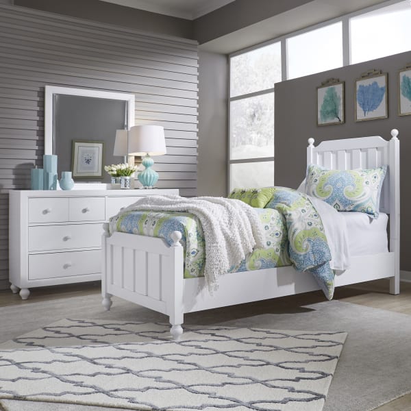 Cottage View - 3 Piece Bedroom Set (Twin Panel Bed, Dresser & Mirror) - White