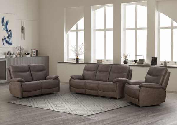 Henderson - Sofa-Recliner With Power Headrest And Power Lumbar - Gray Brown