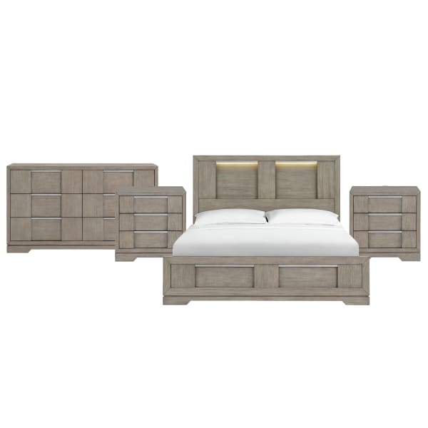 Kelis - King 4 Piece Bedroom Set - Gray